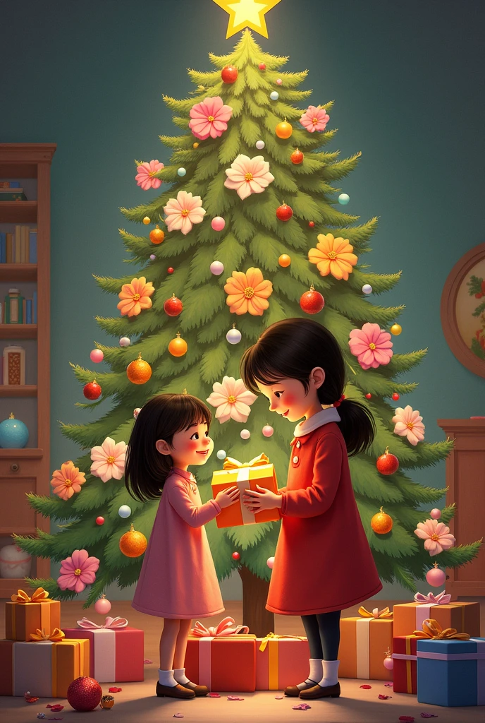 (best quality,4k,8k,highres,masterpiece:1.2),ultra-detailed,realistic,gifts,table,Christmas tree,decorations,wrapping ,bows,ribbon,presents,holiday spirit,vibrant colors,warm lighting,cozy atmosphere,toys,cards,candles,snowflakes,joyful,celebration,exquisite details,exciting surprises,shiny ornaments,sparkling tinsel,beautifully wrapped,excited children,anticipation,festive mood,magical ambiance,delightful moment,wonderful memories,family gathering,cheerful faces,Christmas magic,extravagant,abundance of presents,HDR,UHD,studio lighting,ultra-fine painting,sharp focus,physically-based rendering,professional,vivid colors,bokeh.