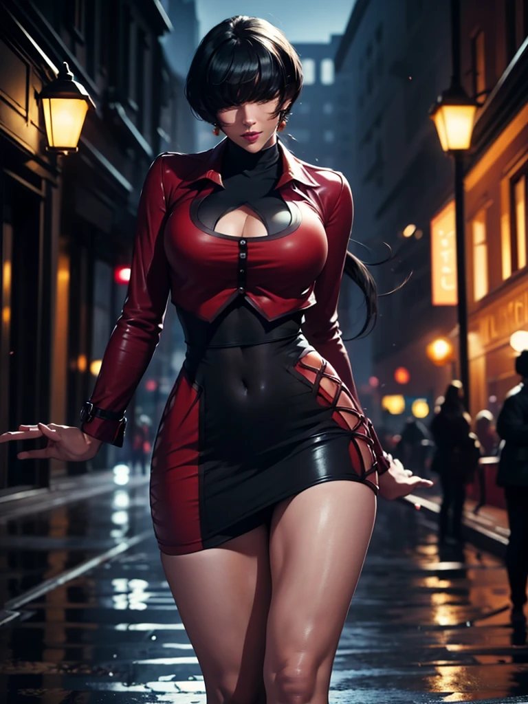 (at night), alone, in a video game scene a background of a beautiful city during the day raining, standing at attention, black hair, ((black hair)), 1 girl, alone, 20 years old, young woman, perfect hands , beautiful and perfect fingers, beautiful long legs, perfect legs, beautiful body, beautiful nose, beautiful character design, perfect face, look at the viewer with a serious gesture and in an attack position (focusing on his face), closed mouth, Light_Smile , official art, extremely detailed CG unity 8k wallpaper, perfect lighting, bright and colorful front lighting, glowing skin (masterpiece: 1.0), (best_quality: 1.0), ultra high resolution, 4K, ultra detailed photography, 8K, HDR , high resolution, nonsense: 1.2, Kodak portra 400, film grain, blurred background, bokeh: 1.2, lens flare, (vibrant_color: 1.2), professional photography, (beautiful_face: 1.5), (narrow waist),
