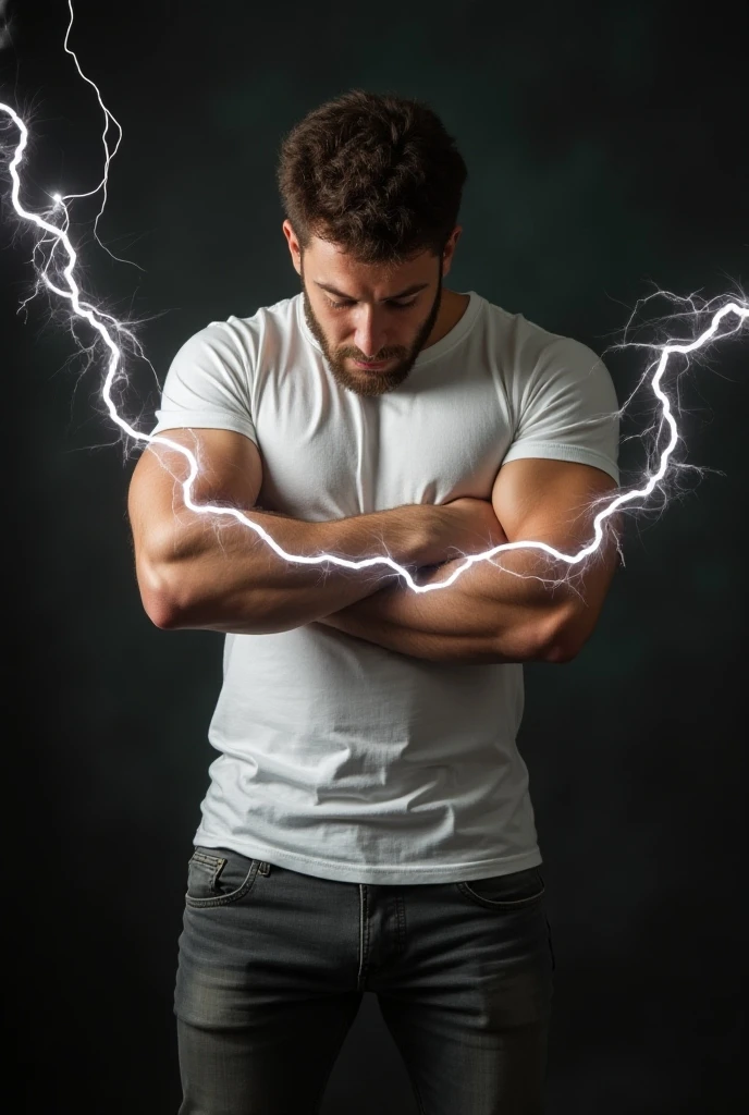 Man drawing electricity from the body 