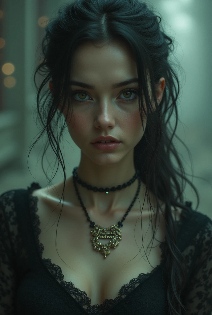filmposter,hyper HD,A high resolution,A succubus with the face of Emily Rudd: Dua Lipa, Sensual posture, (Broken:1.8) concept-art, dark fantasy background, abstract beauty, the ultra-detailed, brome style