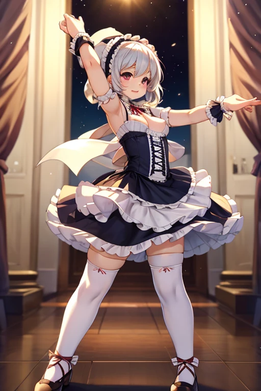 closeup face , (Precision depiction face) , hairy racoon dog lady , hairy fur , round face , (tilt face:1.2) , (half-open eyes) , Swollen cheeks , glossy lips , euphoria smile ,(barefoot:1.2) , (look away:1.2) ,relax Lolita costume , hair ornaments , Drawers , Theater stage , Dancing ballet on the stage , dynamic dance , dim light , En face ,croisee , efface , En avant , En bar , En haut , a la seconde , allonge , Move limbs widely , rear Bokeh , front view , side view , top view , from below , back shot , (jump) , (pale watercolor:1.5), Picture book illustrations