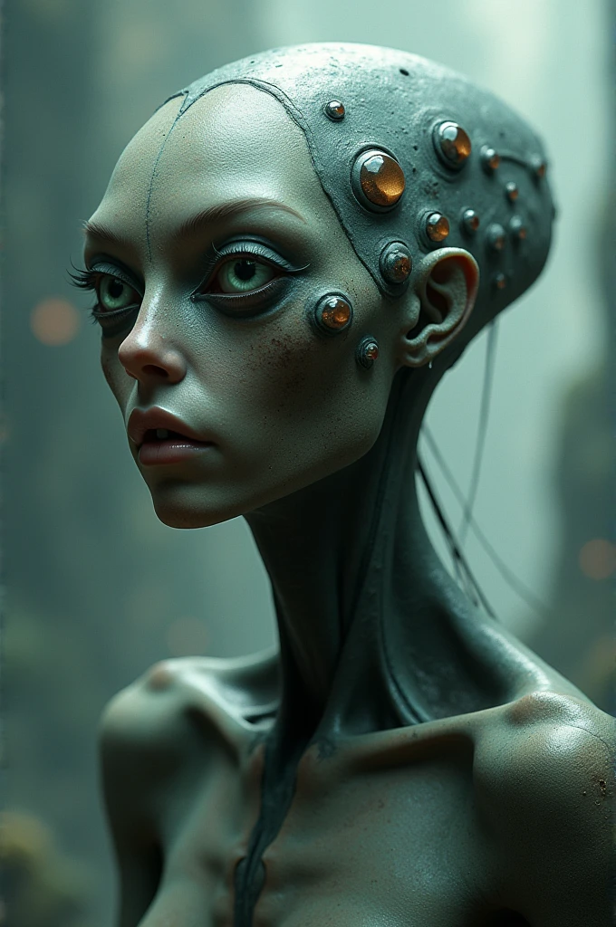 dark surreal dystopian post-apocalyptic fashion, by Gottfried Helnwein, by Emil Melmoth, by John Jude Palencar, by HR Giger, gorgeous dramatic evocative eerie photograph, tincelles lumineuses, lumire douce blanche et or, particules et fils d'or, by Erwin Olaf, RF 85mm F1.2L USM DS, luminous, up lighting, inner glow, 8K, Ultra Realistic, high octane, ultra-resolution, amazing detail, perfection, In frame, photorealistic, cinematic lighting, visual clarity, UHD, 32k, 3D shading, Tone Mapping, Ray Tracing , Crystalline, Lumen Reflections, Super-Resolution, par James Cameron, par Andrew Gonzalez, Cinematic, Photography, Ultra-Wide Angle, Exposure, Long Exposure, Saturated, Light, Natural Lighting, volumetric lighting, Matte, insanely detailed and intricate, hypermaximalist, elegant, ornate, hyper realistic, super detailed, by James Cameron, detailed, 8k, anamorphic lighting, mist, by Annie Leibovitz