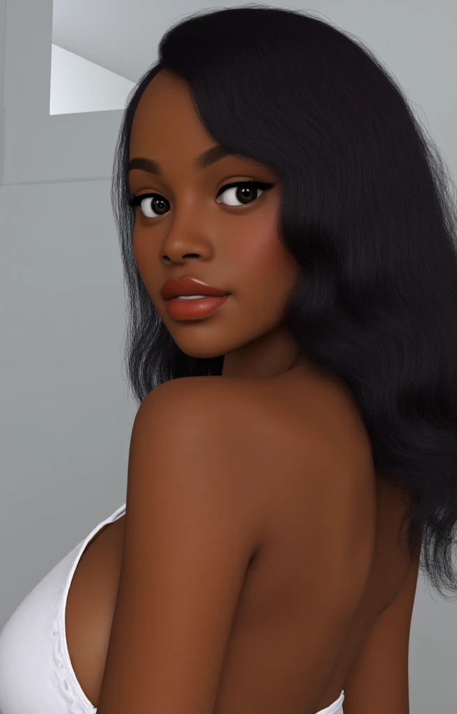 Interpretation of the human female form, Beautiful glowing skin, long, Black flowing hair, Modern visual concept art, Inspired by Enoch Boles, John Simmons, ArtGerm, Trending on ArtStation, intricate detailes, 4k 3D concept art, High resolution, masutepiece,