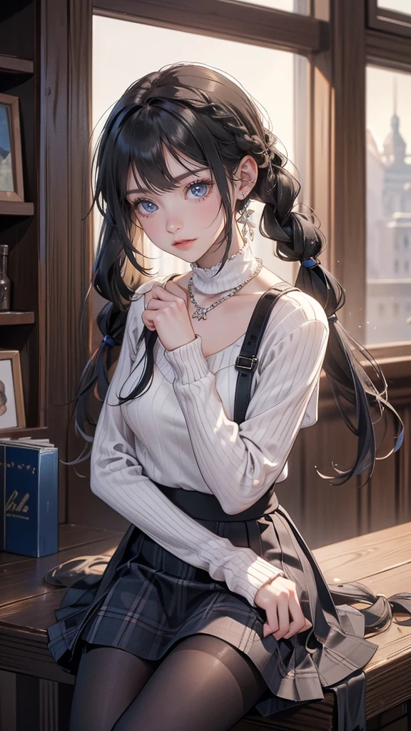 anime girl 20 years old with narrow eyes, one yellowish, the other has a dark ochre color, a smoll mole under the eye, bruises under the eye, inconspicuous freckles on the nose, straight dark brown hair below the shoulders, long bangs covering the left eye, pale skin, tired look, breasts of the second size, low height, 4k