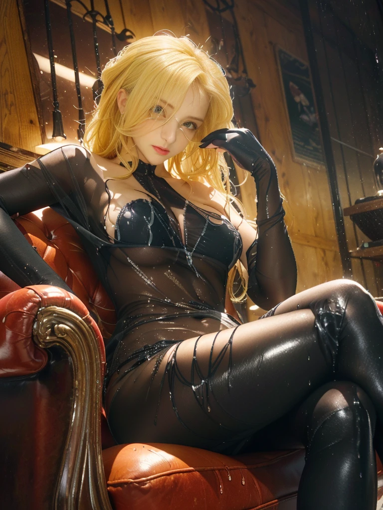(Hi-Res、Super Detail、Ultra-delicate image quality、超A high resolution、A hyper-realistic、HDR)、11Year old girl、Childlike figure、slenderbody、long and thin legs、Radical poses to seduce a man、on the beds、Almost naked clothes、Shiny blonde hair、pink areola has a hard and long protrusion in the middle、Applying full-body lotion、Mass sweat、shiny white skin、Excited and obscene look