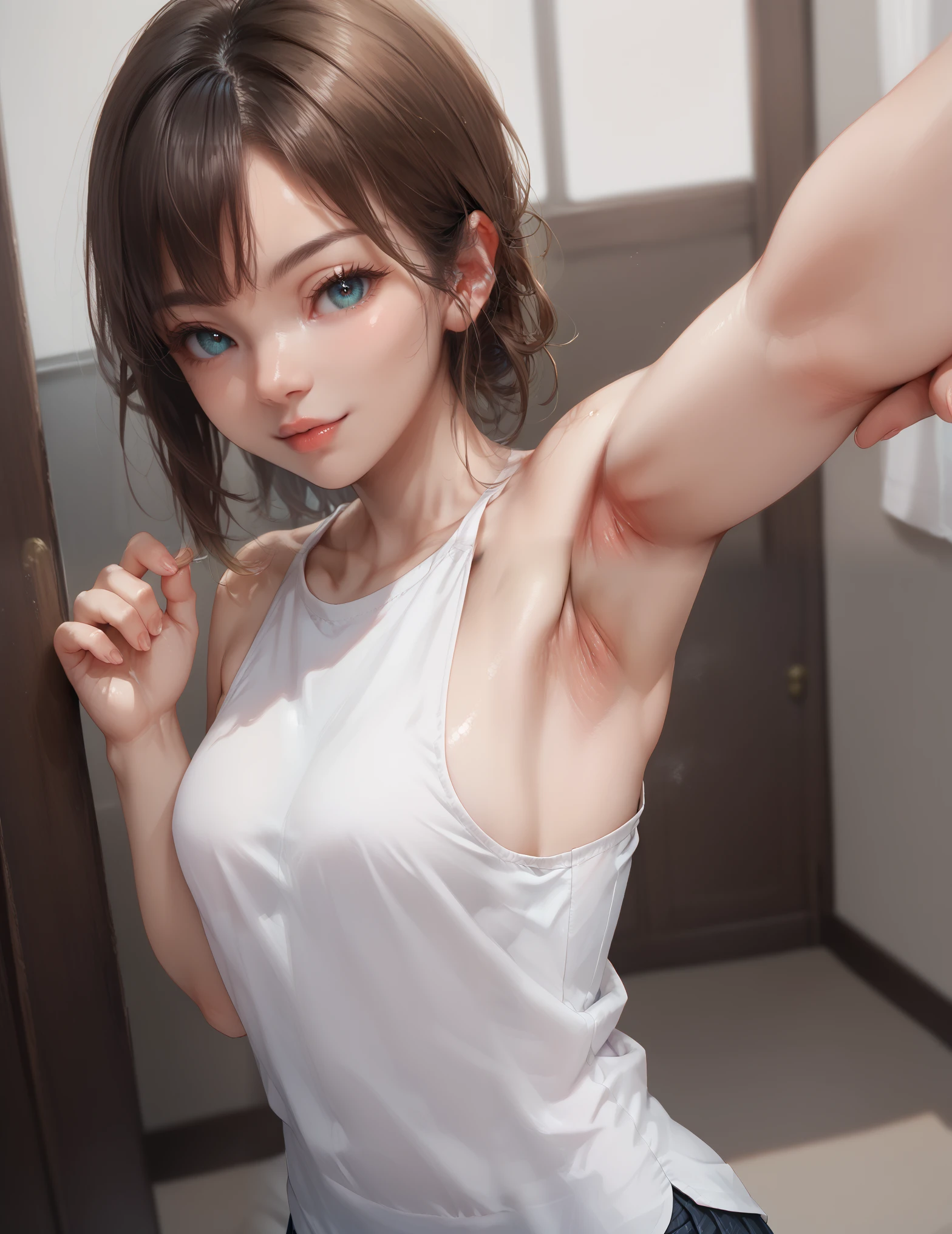 1girl, High Resolution, arm up, armpits, armpits detailed, pov armpits, high-quality