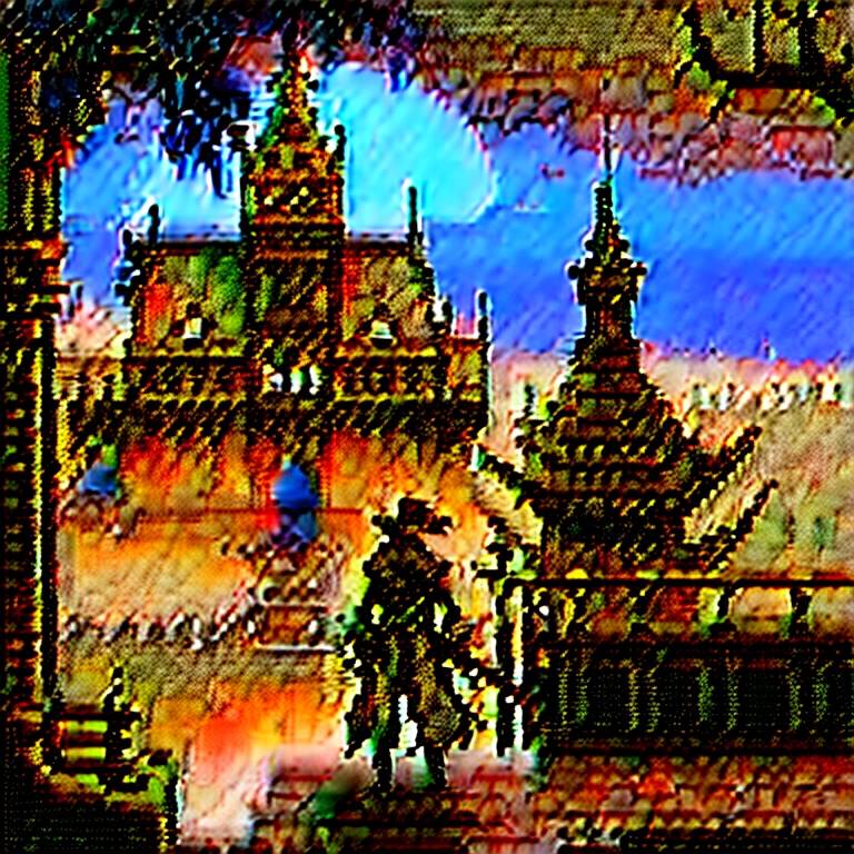  pixel art , 8-bit,  Bloodborne,Overlooking, 