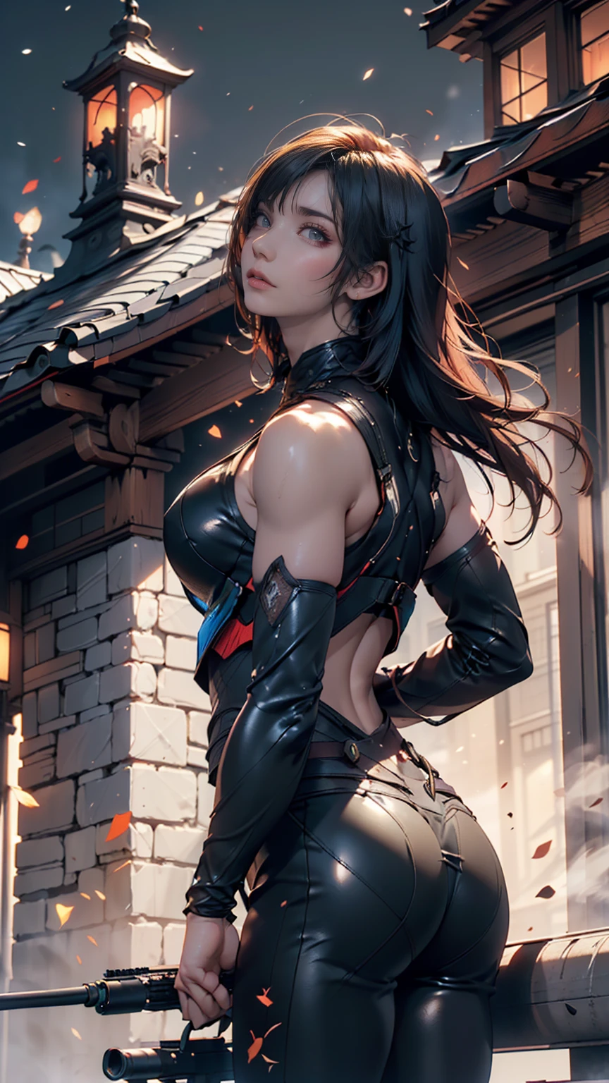 ((highest quality)), ((masterpiece)), (be familiar with:1.4), 。.。.。.3D, beautiful cyberpunk woman image,nffsw(high dynamic range),ray tracing,NVIDIA RTX,super resolution,unreal 5,scattered below the surface,PBR texturing,Post-processing,anisotropic filtering,written boundary depth,maximum clarity and sharpness,multilayer texture,Albedo and specular maps,surface shading,Accurate simulation of light-matter interactions,perfect proportions,octane rendering,two-tone lighting,wide aperture,Low ISO、White balance、Rule of thirds、8,000 students、((Holding a sword in your hand))(((look back)))