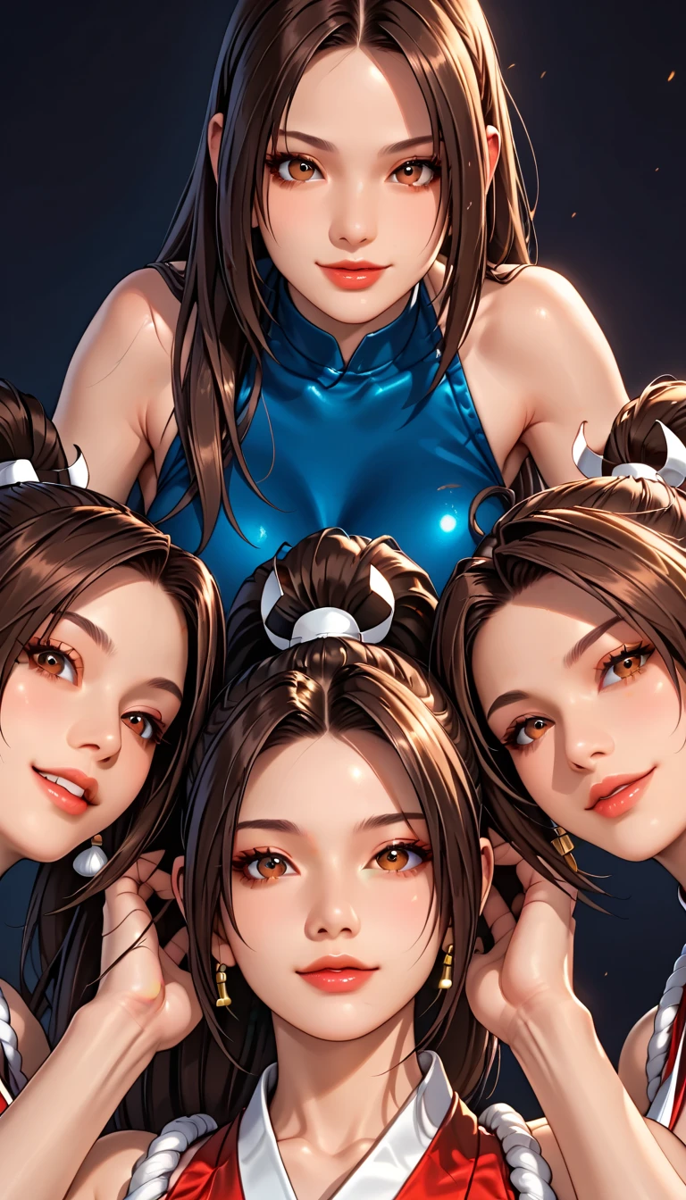 masterpiece,    Best quality  , 
    Realistic Pictures  ,   high quality sashimer    ,    bright color   ,   Light and dark lighting   ,      cannabis-themed    ,
1 female, Mai Shiranui  (( king of fighters)))
 Long Hair,  Brown Hair ,   half-closed brown eyes   (  half-closed eyes), 
,    THICK THIGS   , 
  Under the cherry tree、
 Seductive Poses, Dark Background, Dark Places,   Dramatic angle  ,