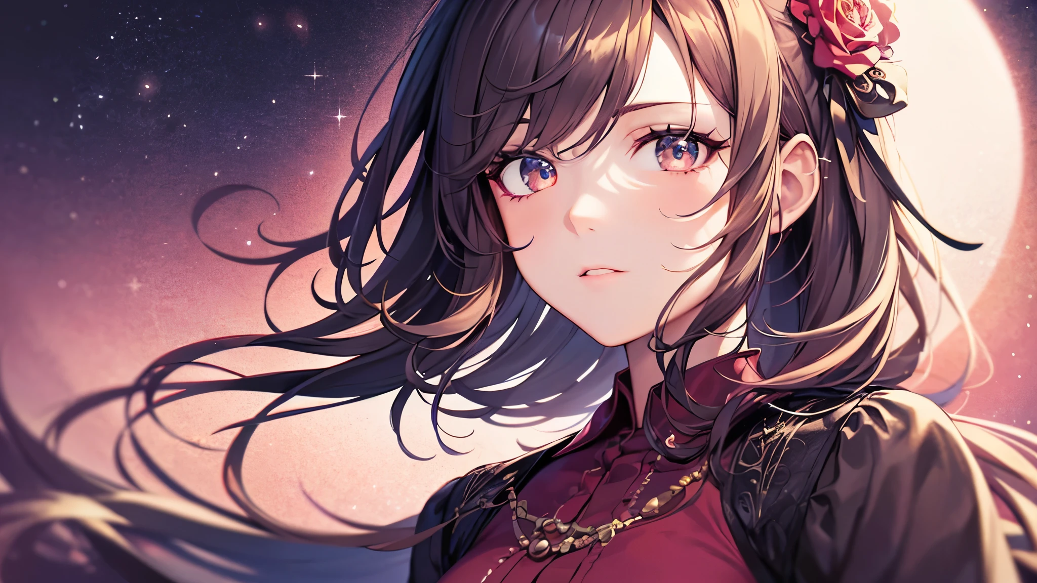 Anime girl with long hair and a flower in her hair - SeaArt AI