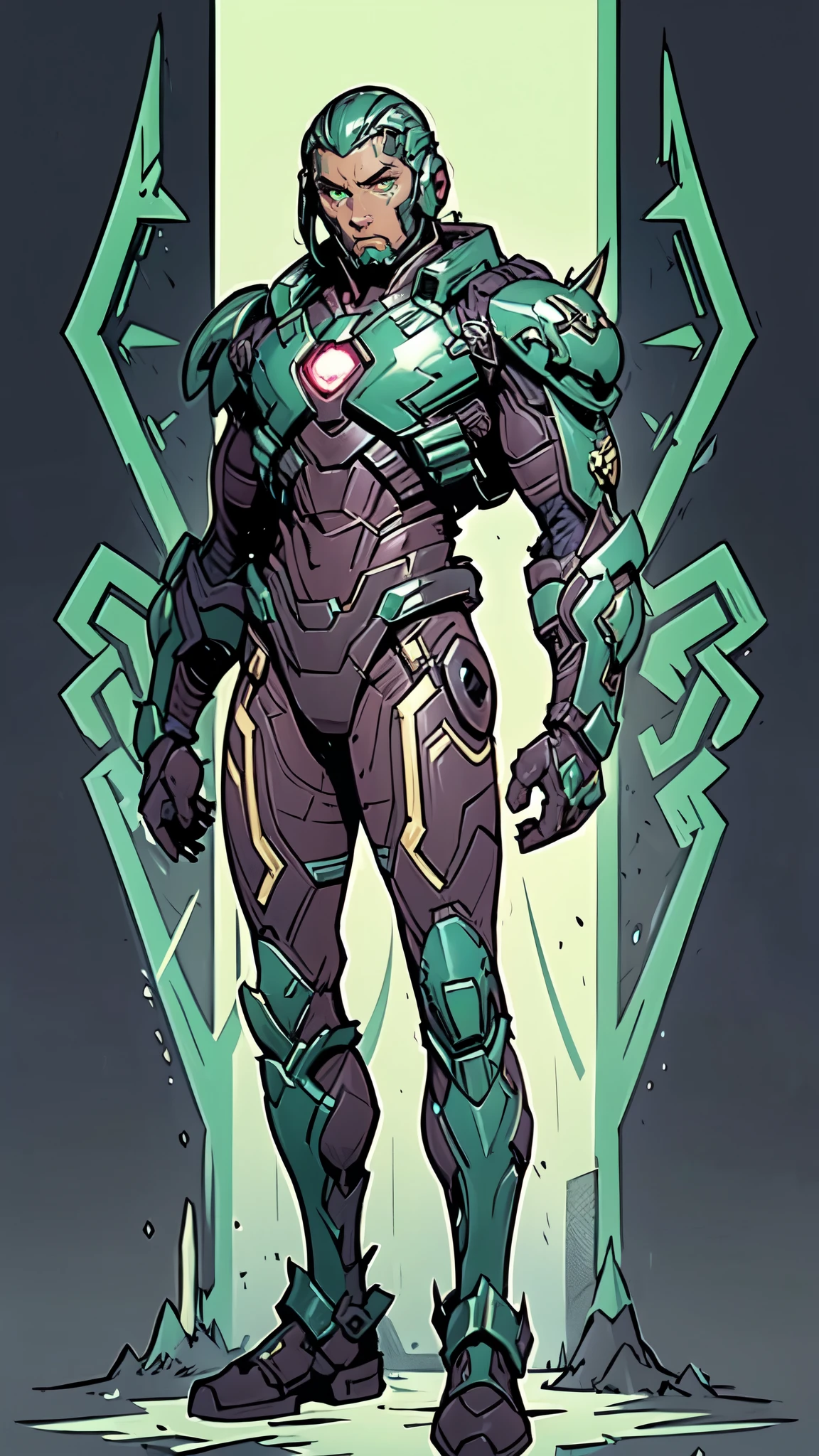 (masterpiece:1.5, best quality:1.5, extremely delicate:1.5), ((male:1.5)), a man wearing a full-face helmet, green eyes, fantasy-style high-tech biomimetic armored combat suit, (a composite layered chest armor), the design balances heavy with agility, fully enclosed shoulder guards, matching arm and leg guards, a belt of gemstone, (the color scheme is primarily White with Scarlet and Green accents, Organic Biotech, Concept Inspired by Iron man, glowing eyes, armor glows, stand of a futuristic sci-fi city), this character embodies a finely crafted fantasy-style armored hero in anime style, exquisite and mature art style, metallic, high definition, highres, ultra-detailed, ultra-fine painting, professional, perfect body proportions, golden ratio, anatomically correct, symmetrical face, extremely detailed eyes and face, high quality eyes, creativity, RAW photo, UHD, 32k, Natural light, cinematic lighting, masterpiece-anatomy-perfect