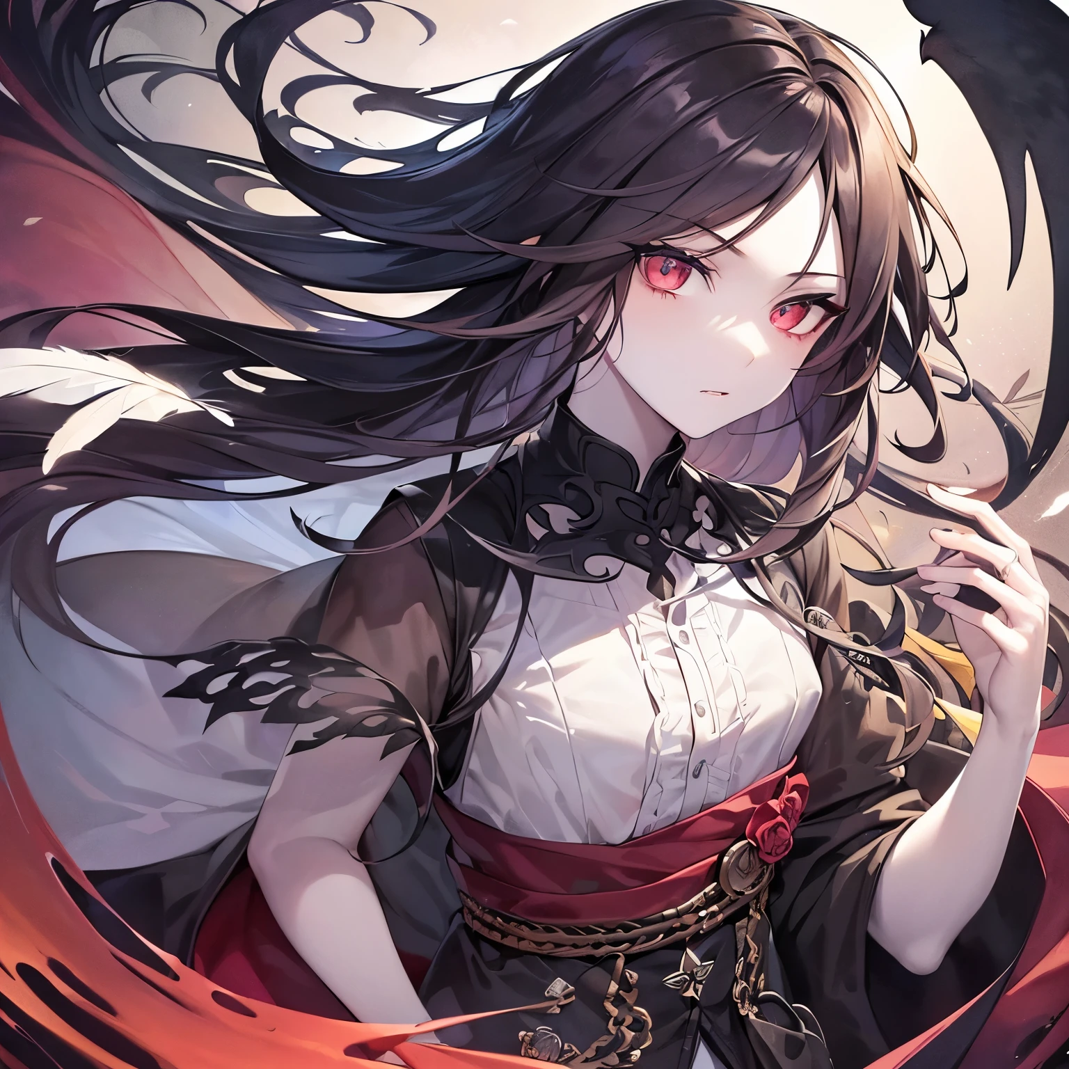 ??? famele, user coat dark brown, a hybrid of a spider and a human, female, , art, anime, light skin, black and dark brown color palette