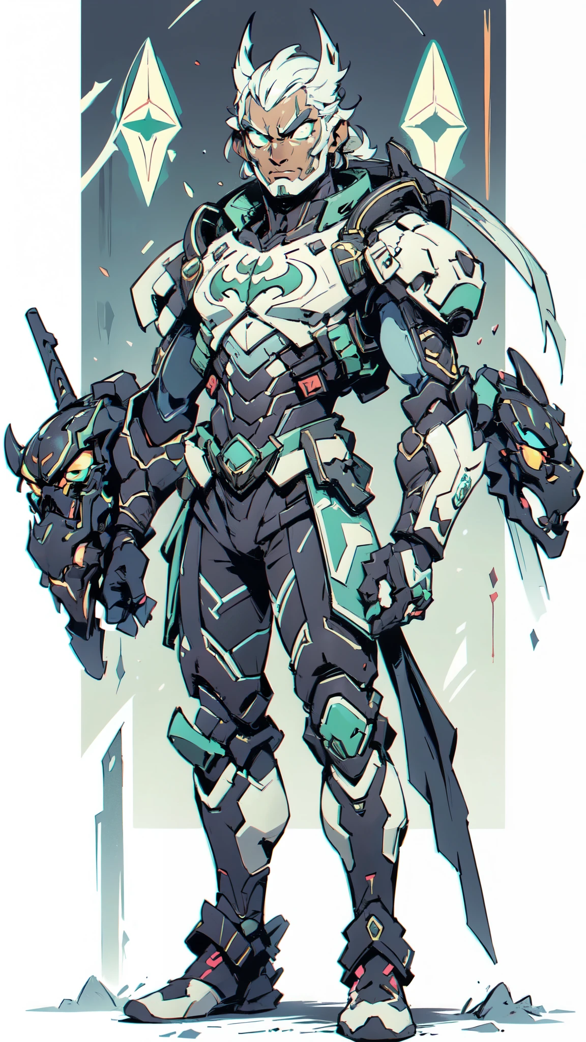 (masterpiece:1.5, best quality:1.5, extremely delicate:1.5), ((male:1.5)), a man wearing a full-face helmet, green eyes, fantasy-style high-tech biomimetic armored combat suit, (a composite layered chest armor), the design balances heavy with agility, fully enclosed shoulder guards, matching arm and leg guards, a belt of gemstone, (the color scheme is primarily White with Scarlet and Green accents, Organic Biotech, Concept Inspired by Batman, glowing eyes, armor glows, stand of a futuristic sci-fi city), this character embodies a finely crafted fantasy-style armored hero in anime style, exquisite and mature art style, metallic, high definition, highres, ultra-detailed, ultra-fine painting, professional, perfect body proportions, golden ratio, anatomically correct, symmetrical face, extremely detailed eyes and face, high quality eyes, creativity, RAW photo, UHD, 32k, Natural light, cinematic lighting, masterpiece-anatomy-perfect