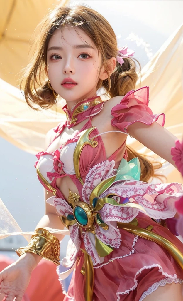 masterpiece, best quality, extremely detailed CG unity 8k wallpaper, (Upper Body head close-up shot of a beautiful little girl), Wendy, Elegant Long straight blonde hair, (Mckenna Grace), ((flat chest,thighs)), ((pink-Cyan)) golden ((Glittering tutu,long Bunny Ear Headgear, , Bow-tie, )), ((Kneel,all fours,from below)), (Blush), oil skin, (seductive smile), (Wonderland), pretty face, key art, award winning, intricate detail realism hdr, by (ruan jia and artgerm and range murata), Photorealism, Hyperrealism, ultra realistic, dramatic light, intense shadows, gorgeous view, depth of field
 

