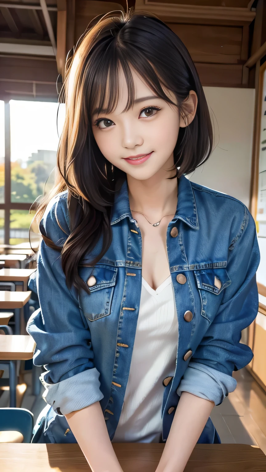 photo of smiling re2l, a woman as a movie star, arms behind back, F-cup, white sling shirt, jean shorts, modelshoot style, (extremely detailed CG unity 8k wallpaper), trending on ArtStation, trending on CGSociety, Intricate, High Detail, Sharp focus, dramatic, photorealistic, ((movie premiere)), ((near a movie theater)), (looking at viewer:1.2), (detailed pupils:1.3), full body