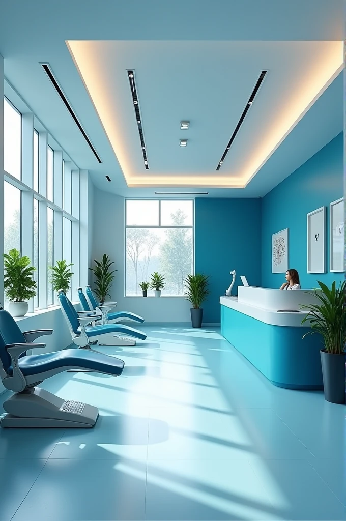 Create a business with blue and beige walls