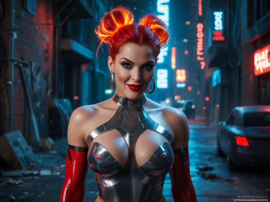 create an image demonstrating the style of ((Biopunk)) style, girl, enormous tits, hyper realism, 8k high definition, vibrant colors, sharp focus, insanely detailed