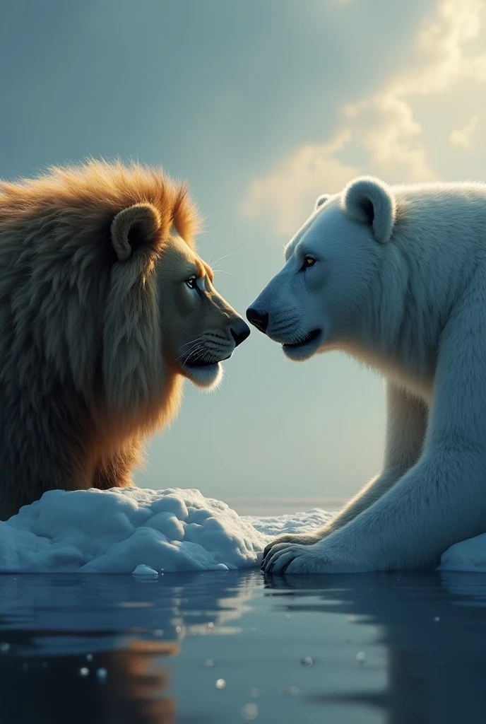 Lion kills polar bear