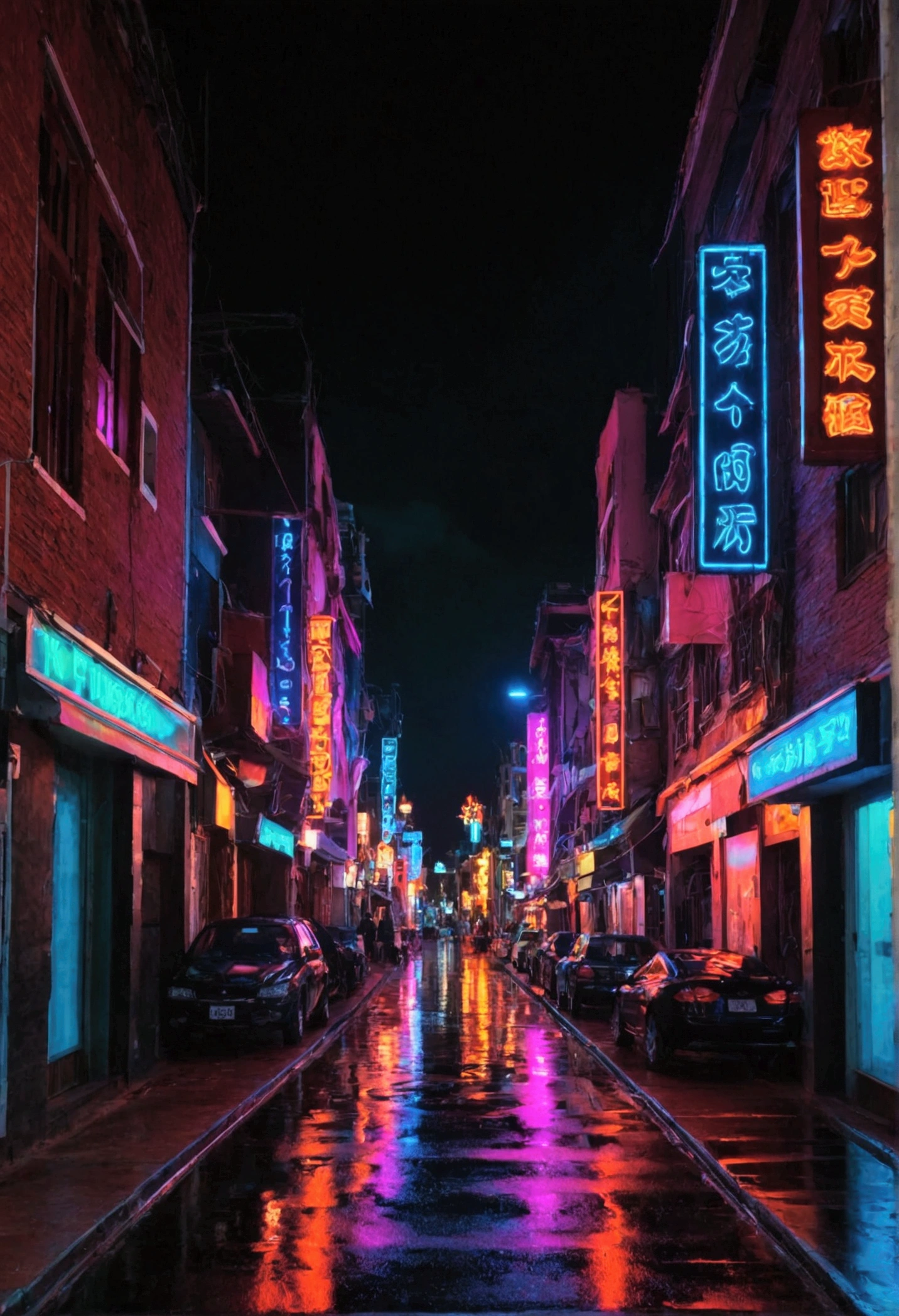 Neon Street at Night