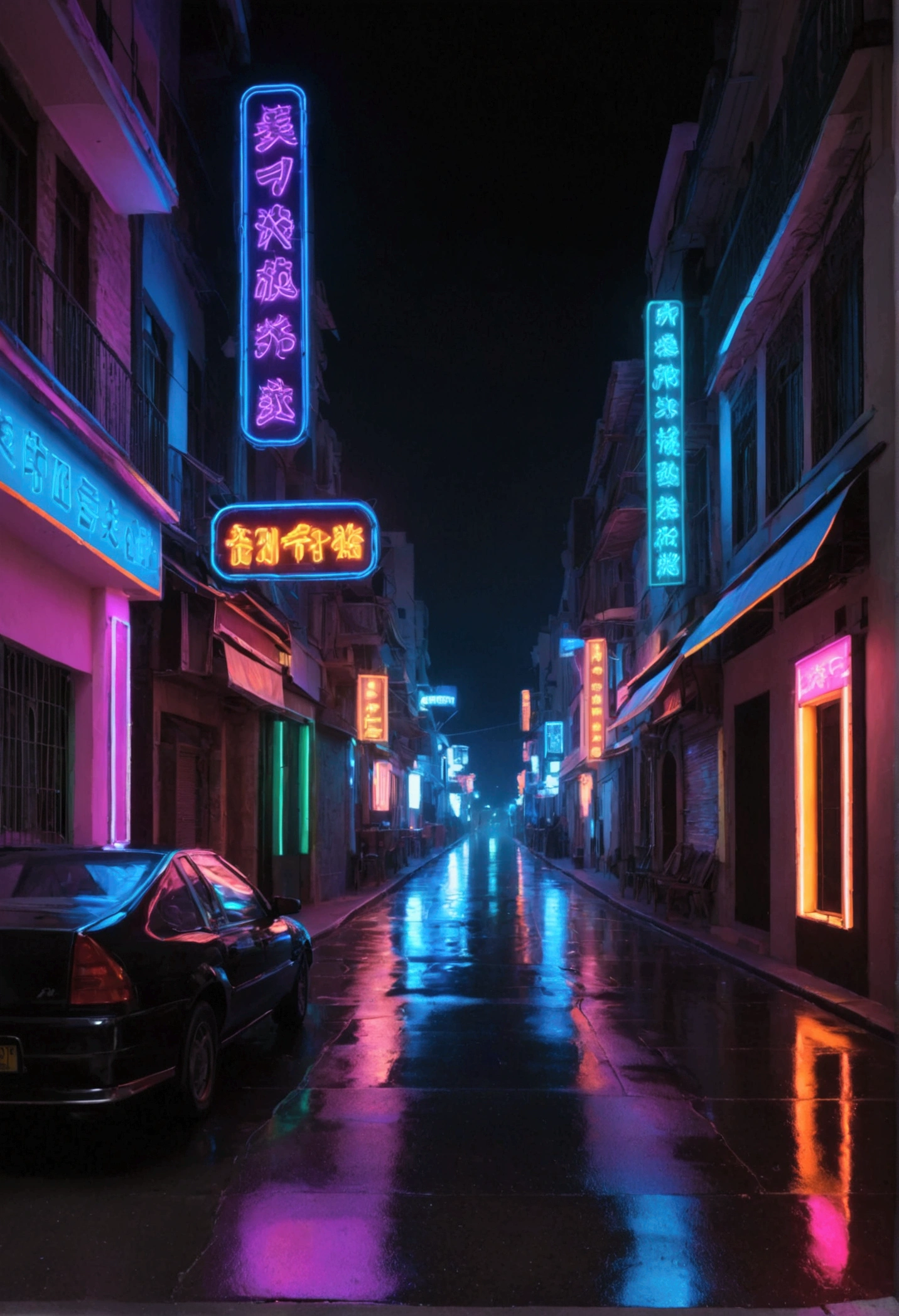 Neon Street at Night