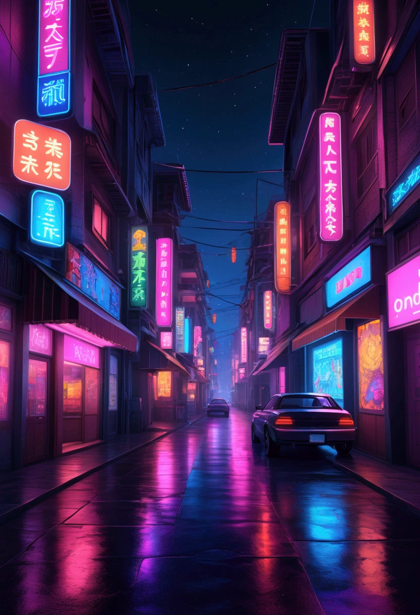 Neon Street at Night