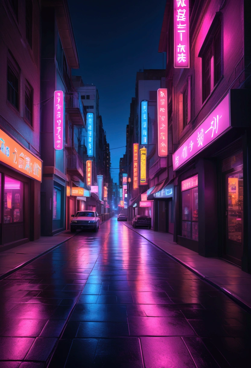 Neon Street at Night