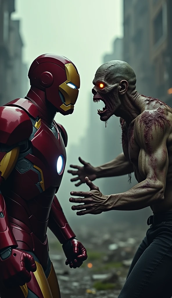 Ironman   punching on zombie head 