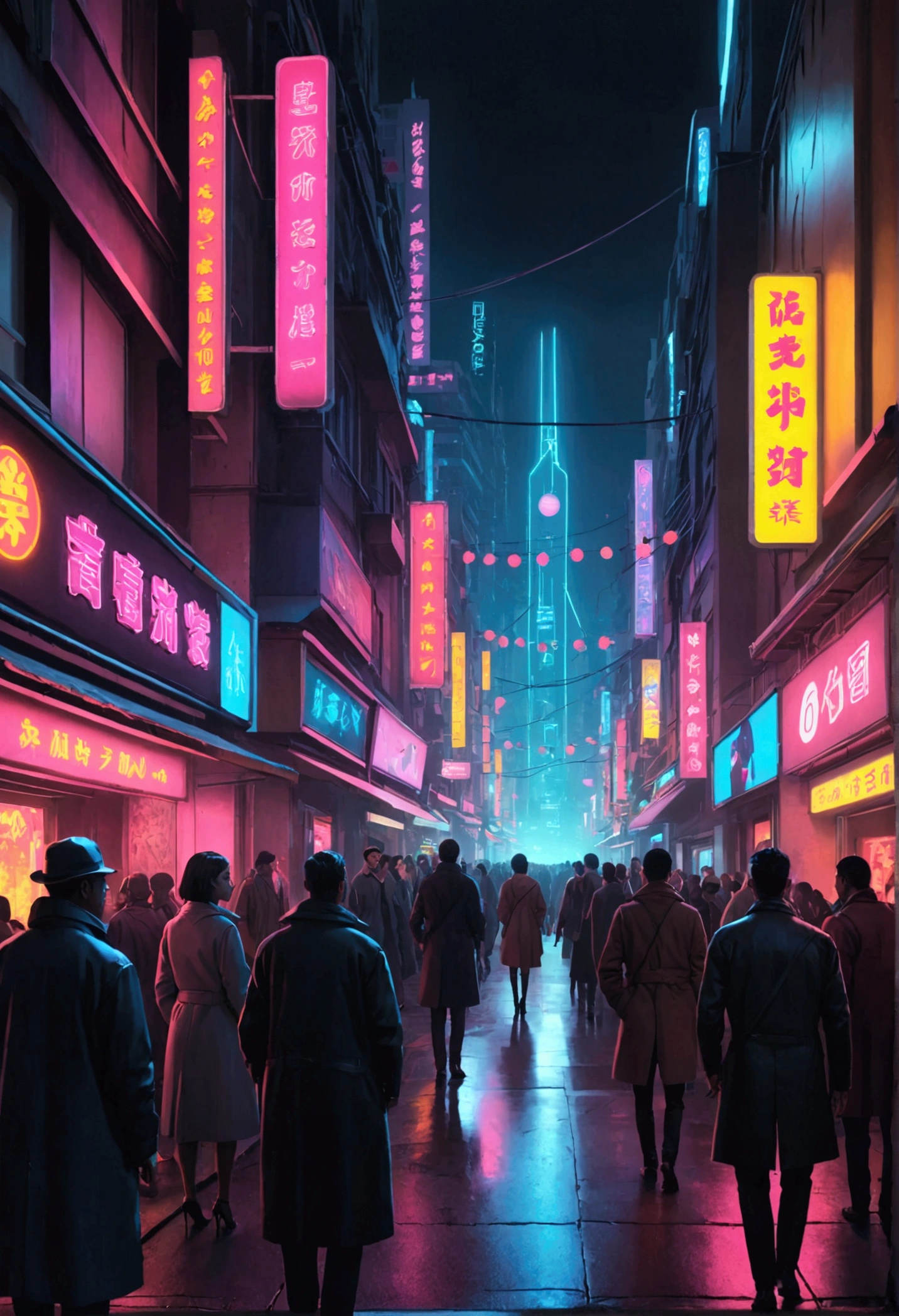 Neon Street at Night