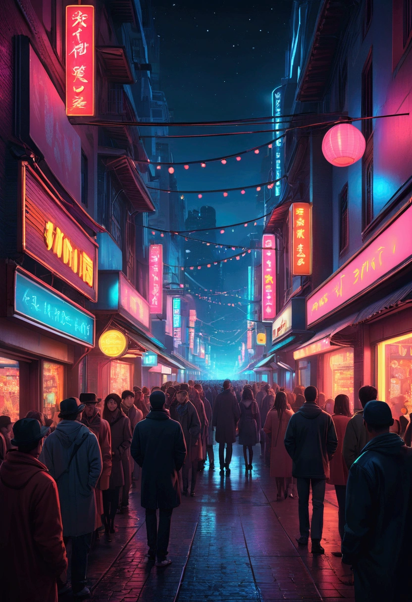 Neon Street at Night