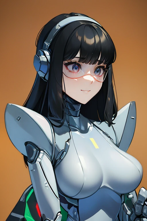 (masterpiece),(Highest quality),(Super detailed),(Best illustrations),(Best Shadow),(Absurd),(Detailed Background),(so beautiful), 16K, 8K, 4K,(Best Shadow),robotization,woman ,big bust,Robot Joint ,Metal skin,Black robot Suit,long hair,a black robot suit that covers the whole body,robot hand,cyber bodysuit,mecha head,(Detailed hands and fingers:1.2),Ball joint robot body,doll joint,beautiful face,beautiful robot girl,robotic eye,robotic hands,(no more human skin),android girl,cyborg girl,F cup, sexy body,(machine made joints:1.2),(machanical limbs:1.1),(blood vessels connected to tubes),(mechanical vertebra attaching to back),(mechanical cervial attaching to neck),no messy picture style,no emotion,tech control,black robot suit,maintenance,smile