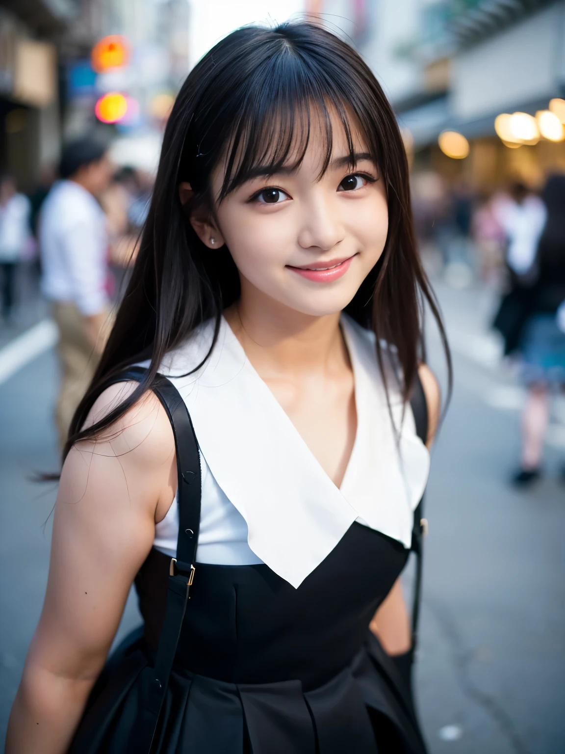 Japanese female, a lot of details, (underweight), 30 years old, detailed black hair, beautiful detailed hair, super fucking beautiful, delicate beautiful face, complex details beautiful and delicate eyes, perfect hands, (flat chest best quality:1.5), perfect and delicate limbs, detailed skin, best quality, ultra-detailed,(cheerful grin:1.5),
city, car, mech, legs spread, making a V sign, long hair, skirt, hoodie, japanese, in the city, at midnight, cyberpunk, dark atmosphere, full body shot, front view, low angle shot
