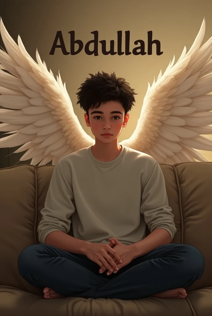 Crest Ahsan Name On Wall and Boy with wings