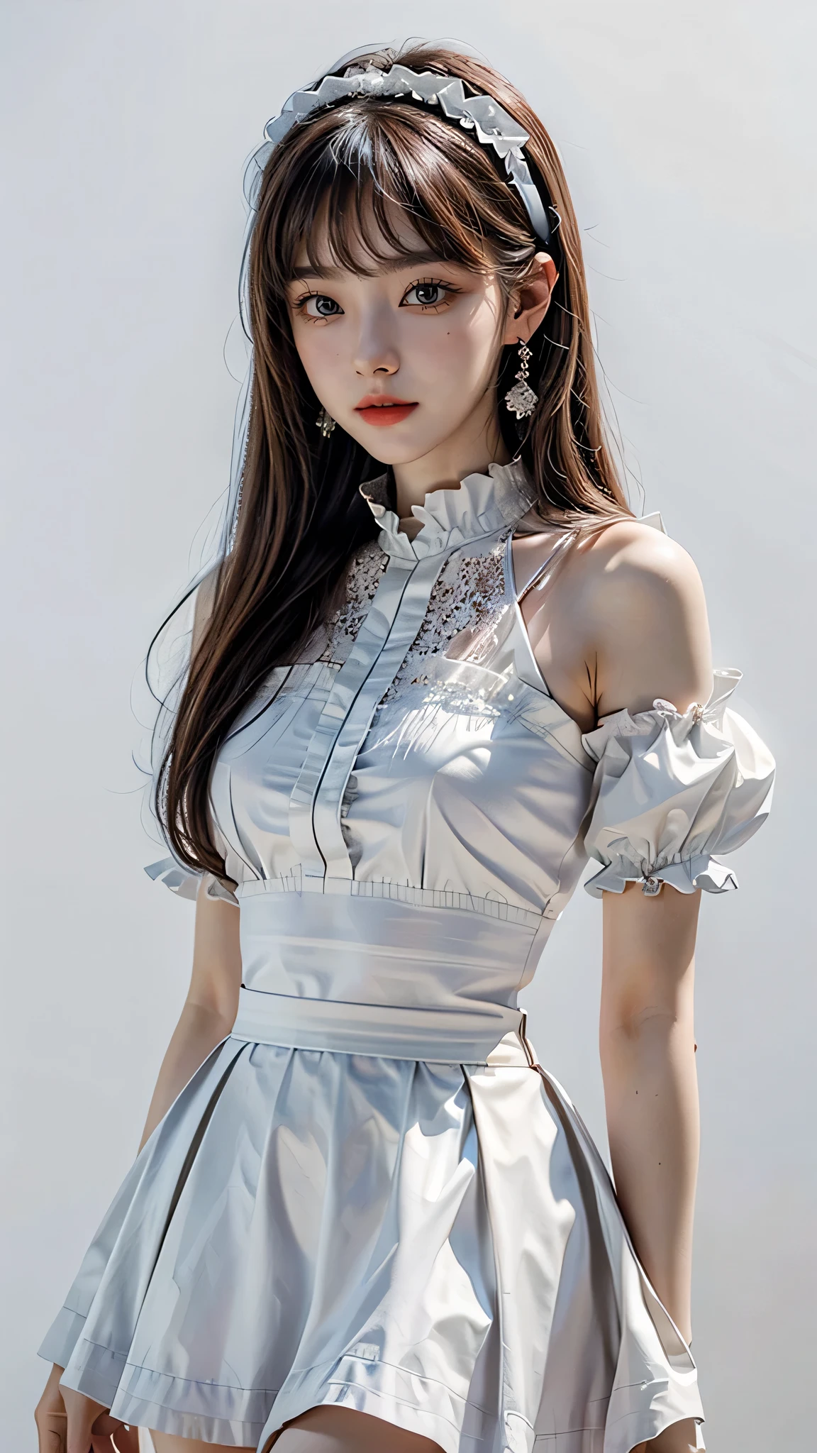 Araffe asian woman in a white dress posing for a picture - SeaArt AI