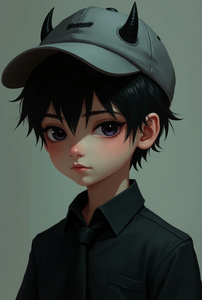 a teenage boy wearing a uniform and black hair