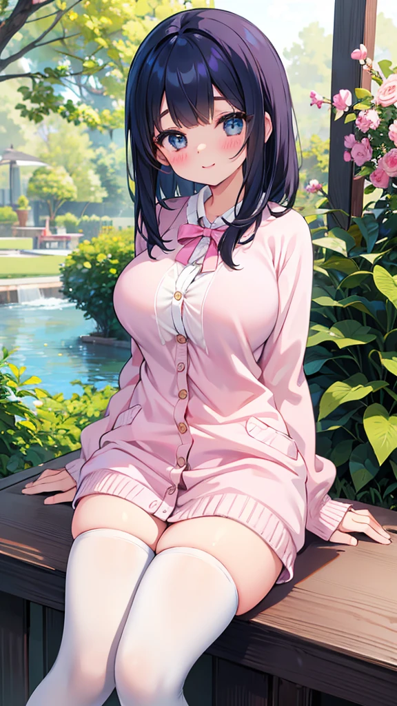 highest quality、High resolution、detailed background、beautiful and detailed face、beautiful and smooth skin、skin texture、professional lighting、Beautiful teenage girl、(huge breasts:1.1)、ピンクのsleevelessセーラー服、white sailor collar、plaid pleated mini skirt、cute編込みヘアスタイル、pink knee high socks、pink knee socks、((cherry blossoms舞い散る木の下で眠る))、cherry blossoms、Big tree、大量のcherry blossomsの花びらが舞う、cherry blossomsの花びらを広げて、smile a little sadly、show the whole body、underboob、emphasize cleavage、panty shot、cuteピンクのパンティー、sleeveless、cute