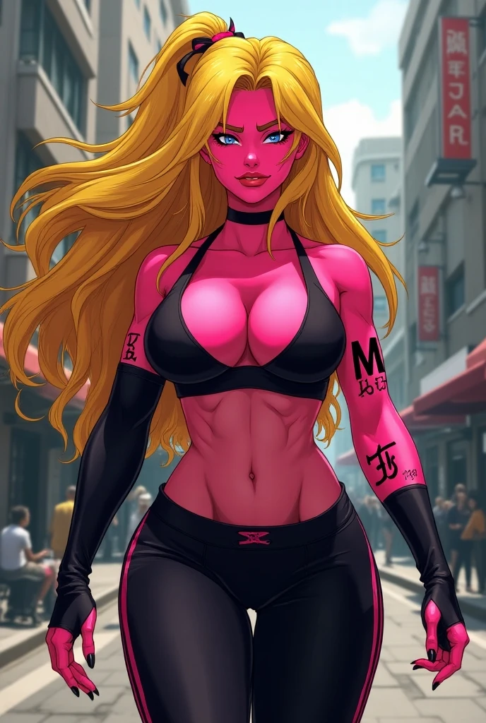 very muscular body anime woman
