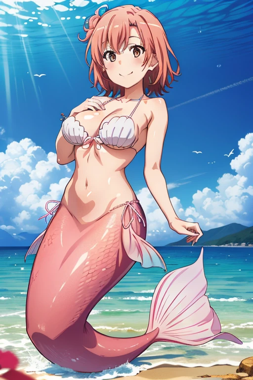 mermaid figure Seaside short hair sitting on a rock