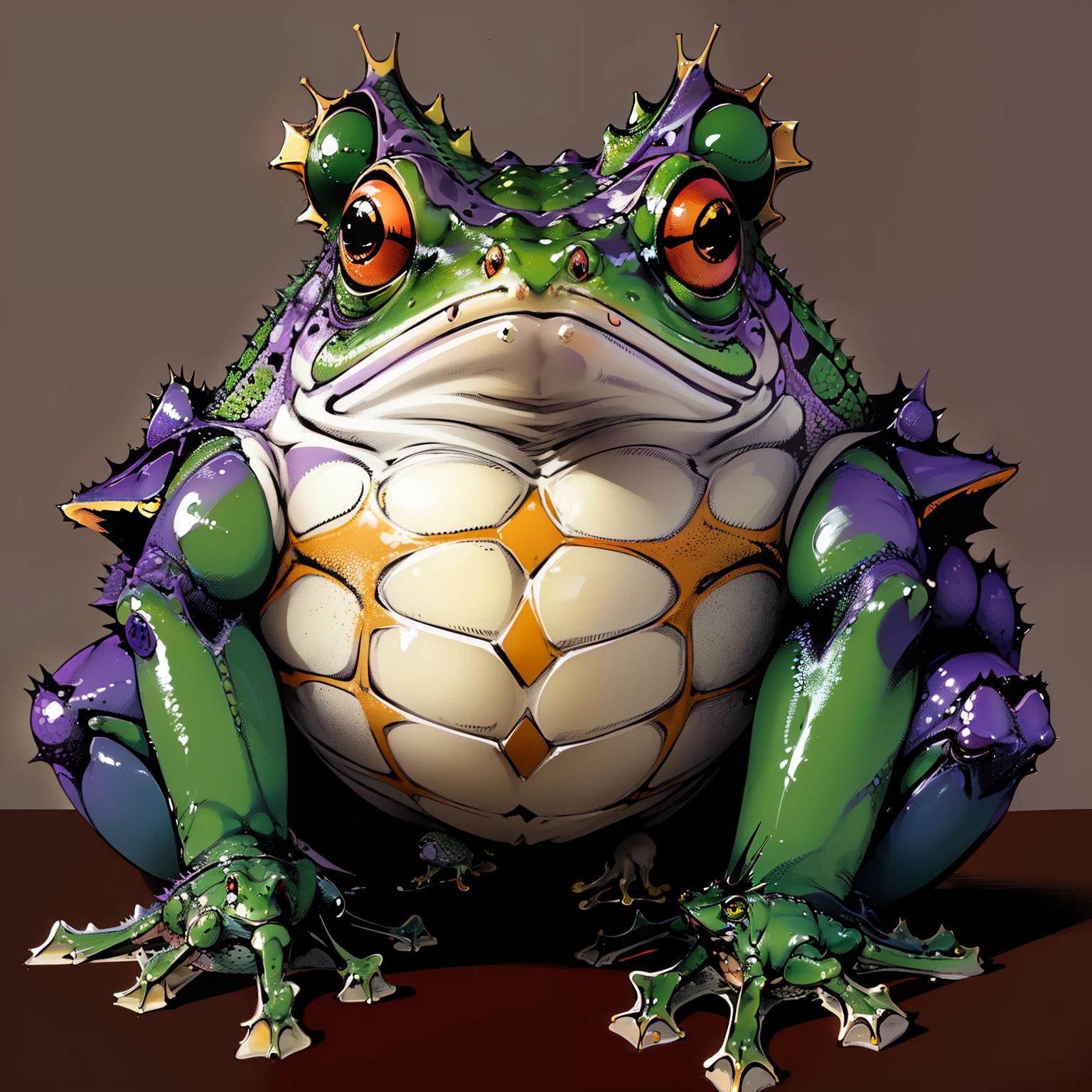 ((masterpiece, Best Quality, High Quality , 8k)),(sketch: 1.2)、 illustrator 、((Depiction of an amphibian ))(( cranwell horned frog ))