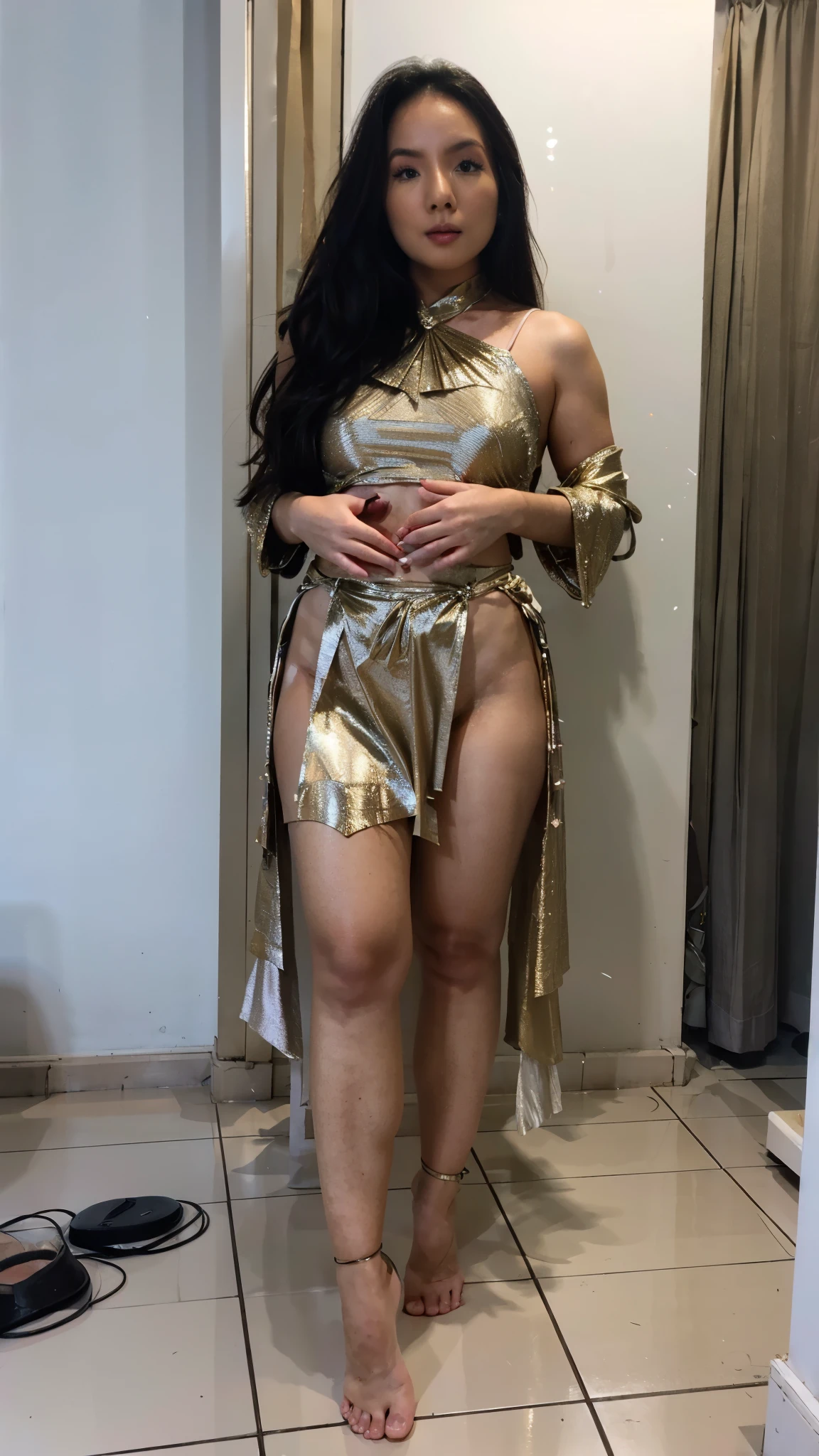 highest resolution, 8K, high definition, (นักศึกษาthailand, woman, half-caste, thailand, Japan, Korea, Height 173 centimeters), ((stand)), (Beautiful face, แต่งBeautiful face, Double eyelids, red lips), ((Knee-length hair, straight, black, flowing smoothly)), (womanที่สวยงาม, The texture is realistic.), (Breast clamp, white short sleeve shirt, Collar, thin, Gold front buttons), (Huge breasts, Breast augmentation, เต้าBig tits, Big tits), (กระโปรงดินสอblackสั้น, Very short, Side incision, กระโปรงพร้อมbeltwoman, tight), (Symmetrical shape, sexy figure, small waist, Long legs, Beautiful thighs), (รองเท้าส้นสูงblack), (decorations, earring, clock, pin, belt), full body photo, Look at every part of the body., Dynamic gestures, (university backdrop, Building Building, university building, lawn, outdoor sports field, garden)