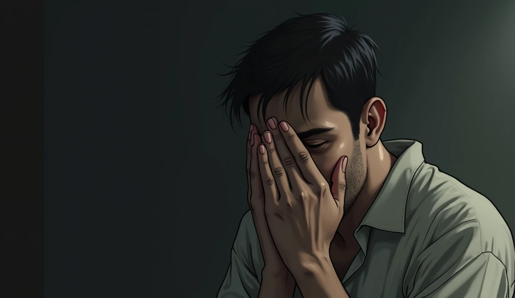 A man holding paper in hand and crying
