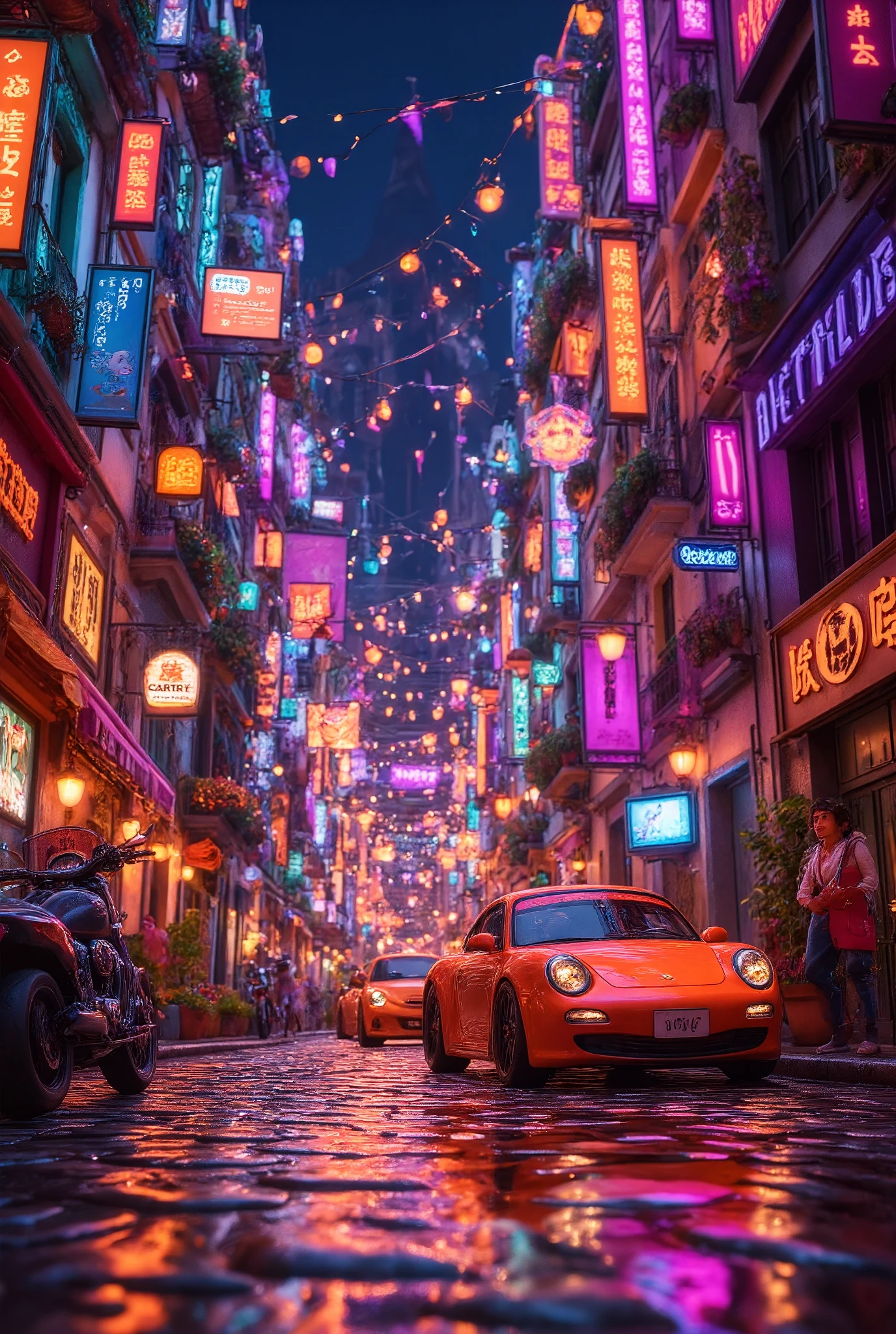 Neon Street at Night