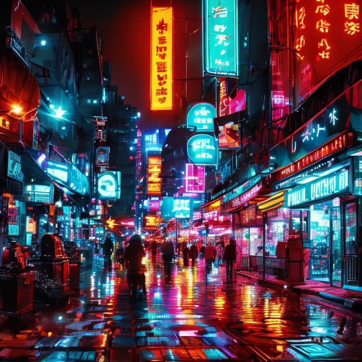 masterpiece，Neon city at night