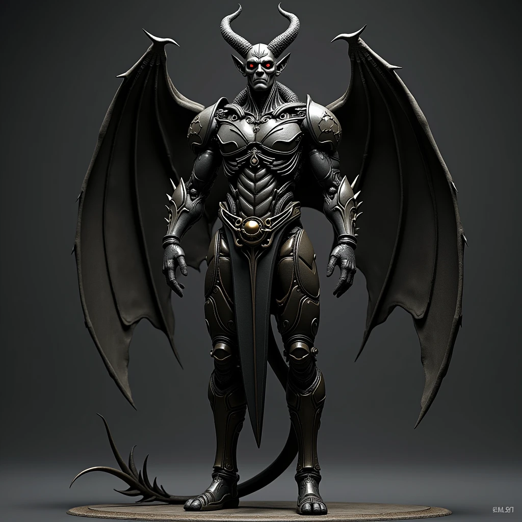 Sculpture design,GK model,The whole body of the character,Handsome demon,satan,sexy for,Wings,Handsome,(base),A masterpiece of muscle reality,musculature