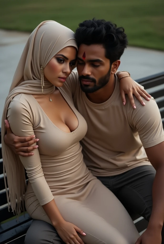 Hijabi girl with Hindu man 