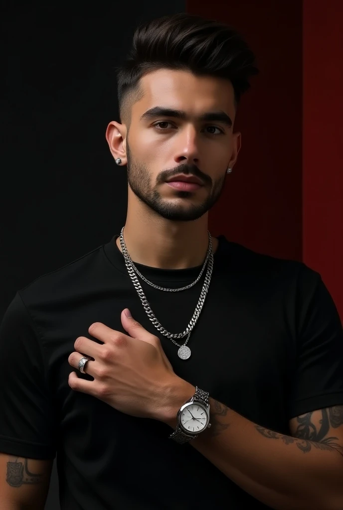 there is a man with a tattoo on his chest looking at the camera, taken in the early 2020s, very very low quality picture, nighttime!!, nighttime!, around 1 9 years old, bad bunny, xxxtentacion, 1 / 2 headshot, profile shot, taken in the late 2010s, profile image, raytrayced