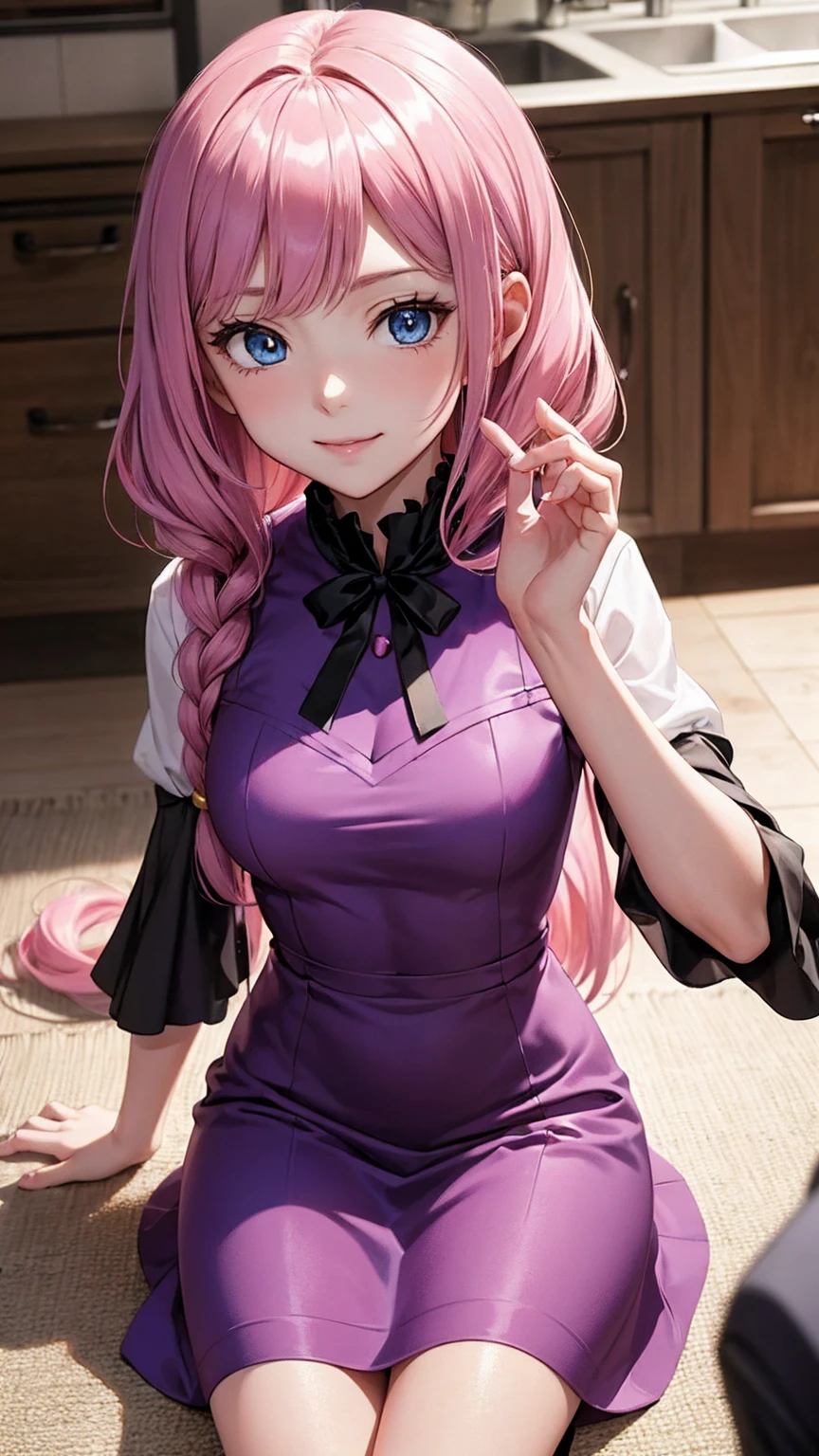 piercing woman, piercing, smile, colorful hair, white shirt, briefskirt. blunt bangs, (black skirt), 1girl,solo,flashy hair, photorealistic, high resolution, 1 girl, golden and pink and light blue hair, colorful hair color, korean, girl's room, sit on a chair, cowboy shot,