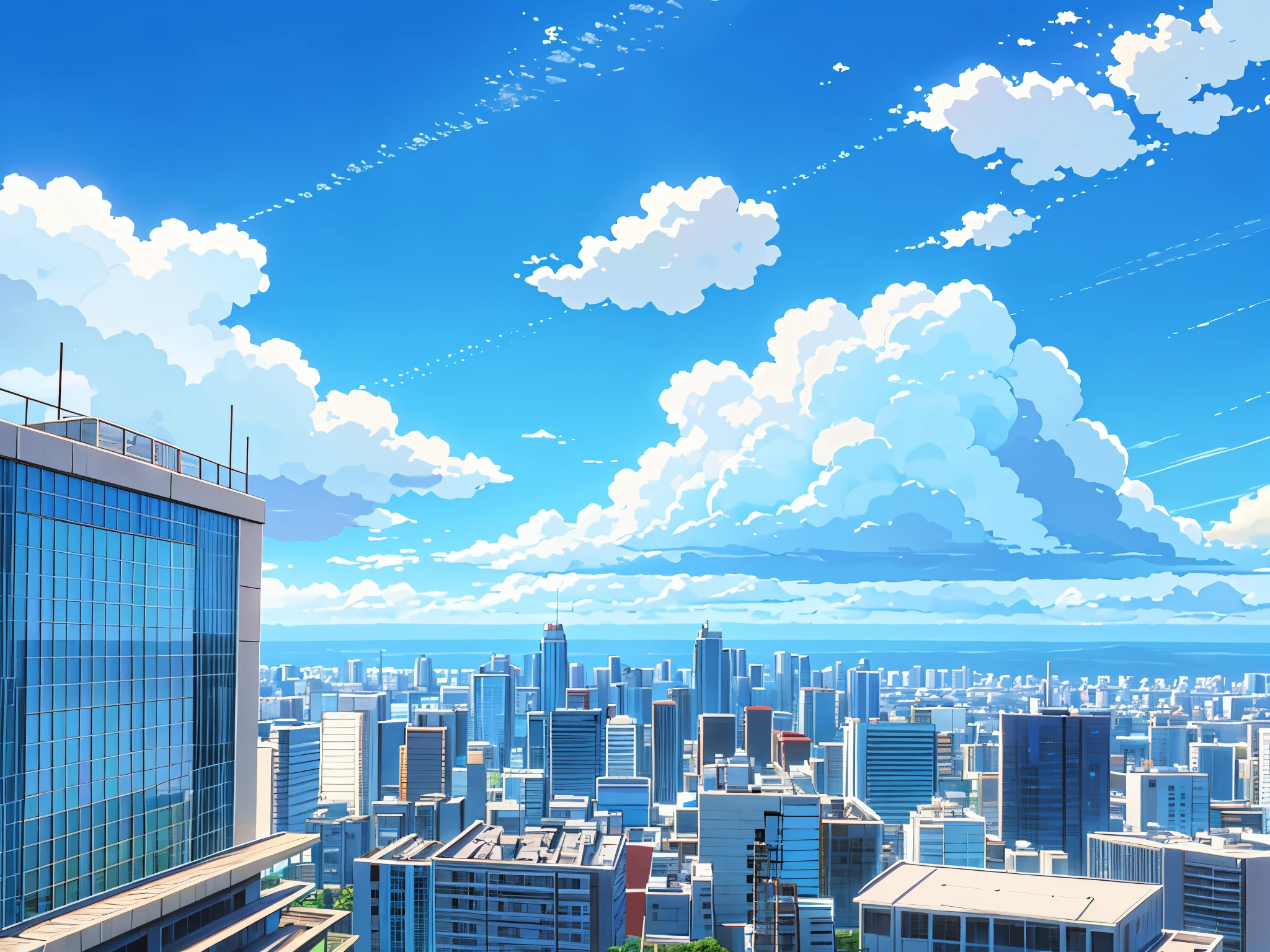Makoto Shinkai style background
Vast blue sky with clouds
High-quality outdoor scenery
Mostly sky
No buildings
No people
Perspective
Clear weather