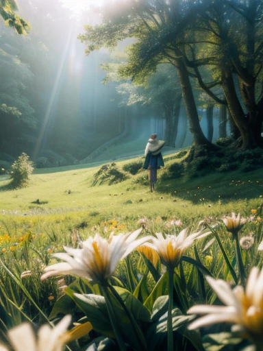 1girl,short hair,straw hat,grass skirt,cowboy shot,lazy,elegant,curvy,flower,blue sky,dappled sunlight,((Fog and Mist)),(((Tyndall effect))),solo_focus,close-up,
slg,forest,rill,((waterfall)),midwood,(grin:0.8),