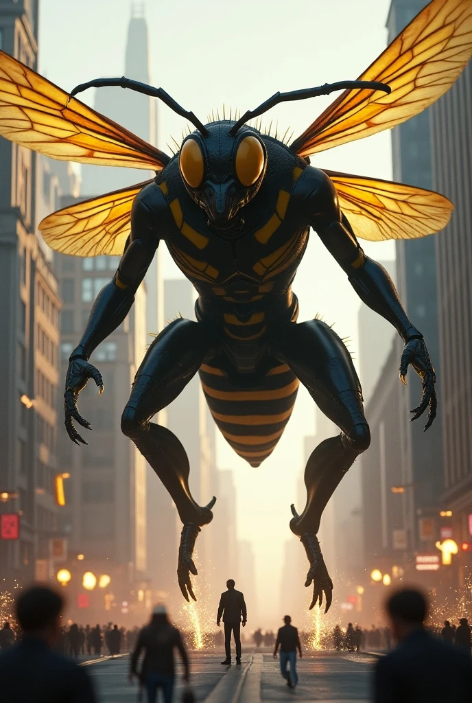 A bee animal with a muscular human body.horror.use bmx jumping bike.the atmosphere of the capital .shirt.slogan BMXBOETOET.3D