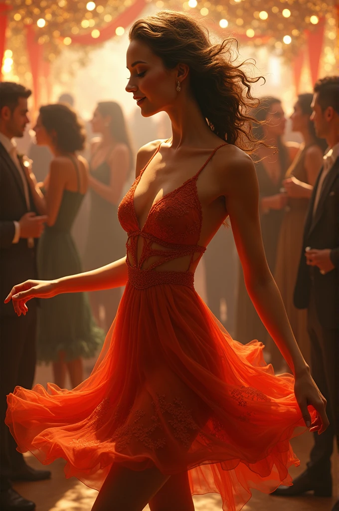 a dancing girl with hard nipples